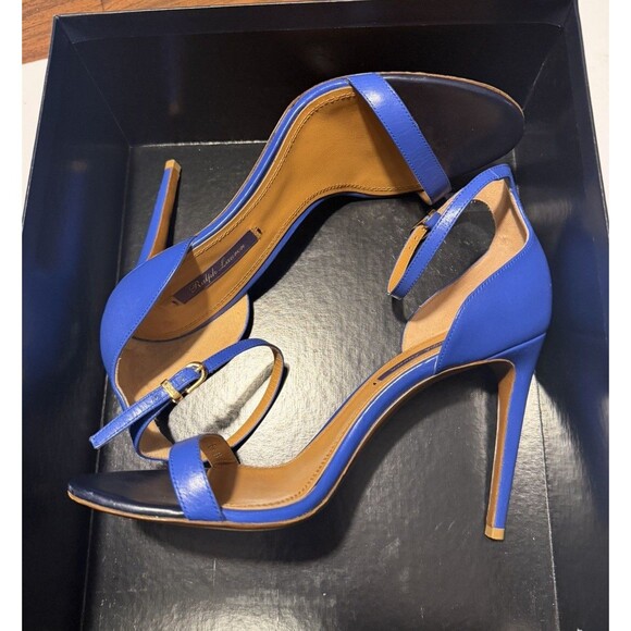 Ralph Lauren Purple Label Sonkia Two-Tone Blue Nappa Leather Stiletto Heels 8.5 - Picture 2 of 16